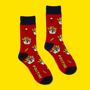 Canadian Poutine Socks | Main and Local | Unisex Novelty Crew Socks | One Size